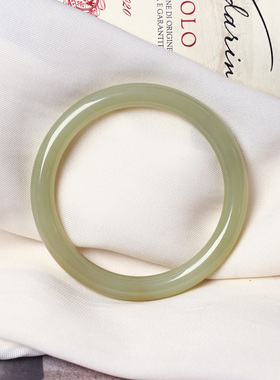 一物一图 孤品清仓捡漏 烟灰糖料青玉碧玉和田玉手镯雕花宽镯子