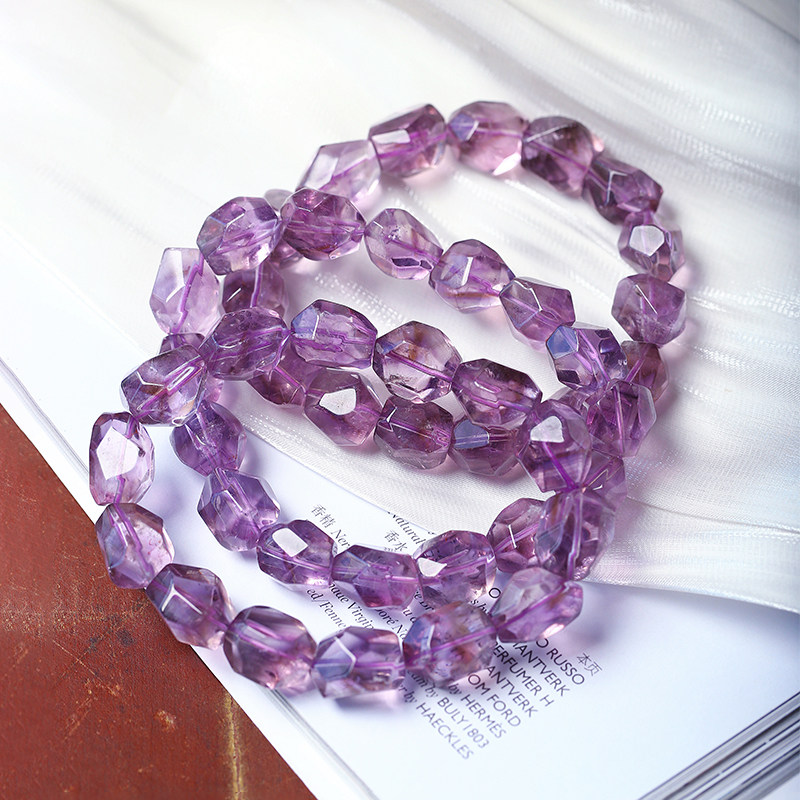 天然冰透紫水晶随形珠款手链 女款紫色水晶不规则珠手串饰品礼物,淘宝优惠券,粉丝福利购,淘宝优惠卷