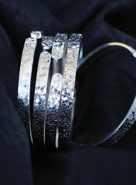 爆款 999足银碎冰冰款手镯 女款纯银镯子饰品礼物 实物真的很好看