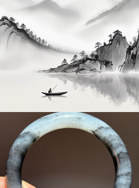 天然和田玉新疆料青花籽料宽条手镯 肉感好油性足 女款高端玉镯