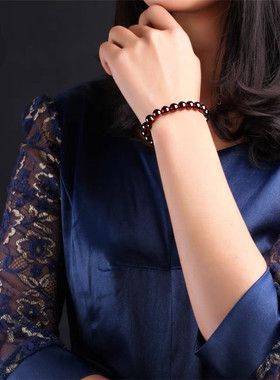 6a天然净体酒红石手链女水晶