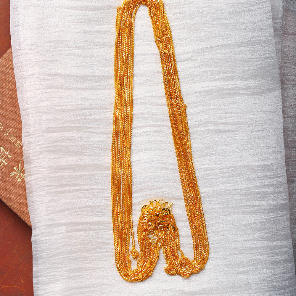 990纯银黄金色肖邦链配链项链女链子无吊坠锁骨链银饰链条单裸链,淘宝优惠券,粉丝福利购,淘宝优惠卷