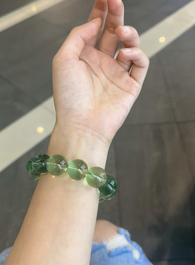 天然大颗粒冰透绿萤石手链