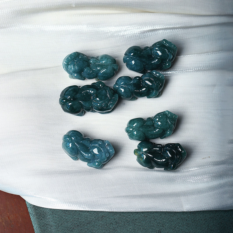 天然A货翡翠危料蓝水料雕刻貔貅款吊坠 男女翡翠貔貅招财挂坠饰品,淘宝优惠券,粉丝福利购,淘宝优惠卷