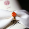 Natural south red agate ice red egg surface sterling silver inlaid ring women's south red ring jewelry