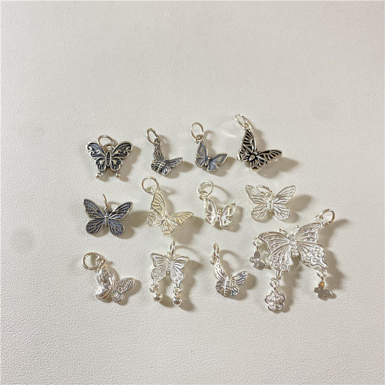 925纯银复古银素银蝴蝶款吊坠配件滴溜 手链DIY手工串珠配饰挂坠,淘宝优惠券,粉丝福利购,淘宝优惠卷