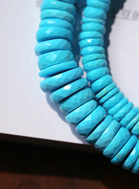 精品 一物一图 天然美国进口蓝松石盘珠款塔链项链 女款睡美人