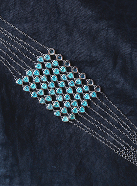 天然蓝磷灰石镶嵌爱心款手链