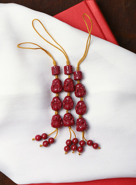 工厂福利 高含量朱砂天然紫金砂三不佛钥匙扣包挂流苏挂饰本命年