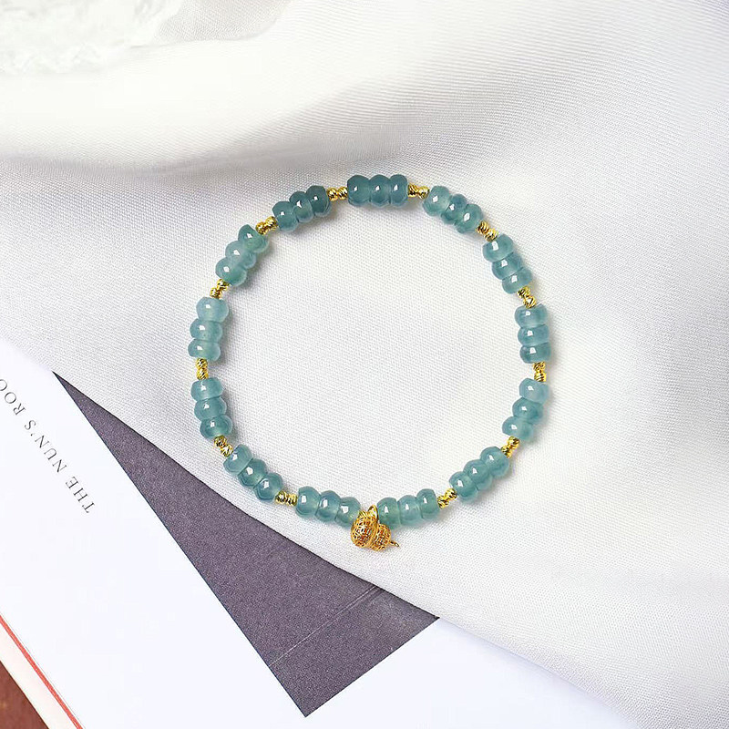 天然A货翡翠危料蓝水盘珠原创款手链 女款翡翠简约款手串饰品,淘宝优惠券,粉丝福利购,淘宝优惠卷