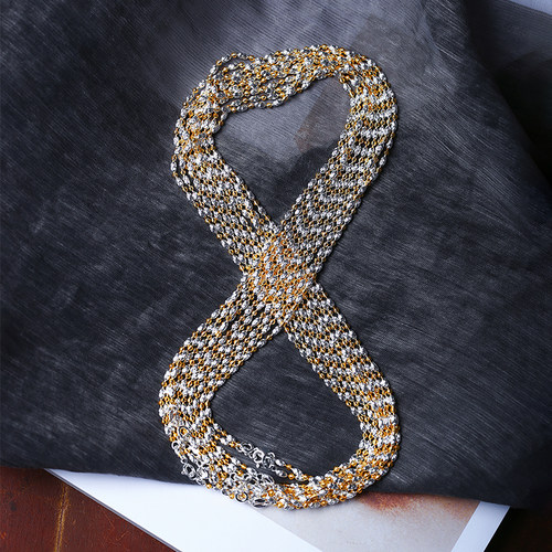 纯银车珠隔珠款项链 男女款简约时尚足银锁骨链项链饰品 - 图0