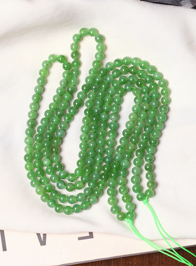 天然和田玉俄罗斯碧玉乌兰海圆珠款手链佛珠链男女款玉石手串饰品