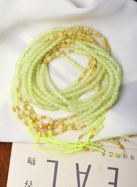 天然和田玉黄口料老型珠原创搭配款手链佛珠链 女款玉石手串饰品