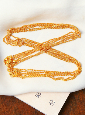 沙金麻花百搭款项链保色男女款简约时尚金色款素链拧丝麻花项链绳