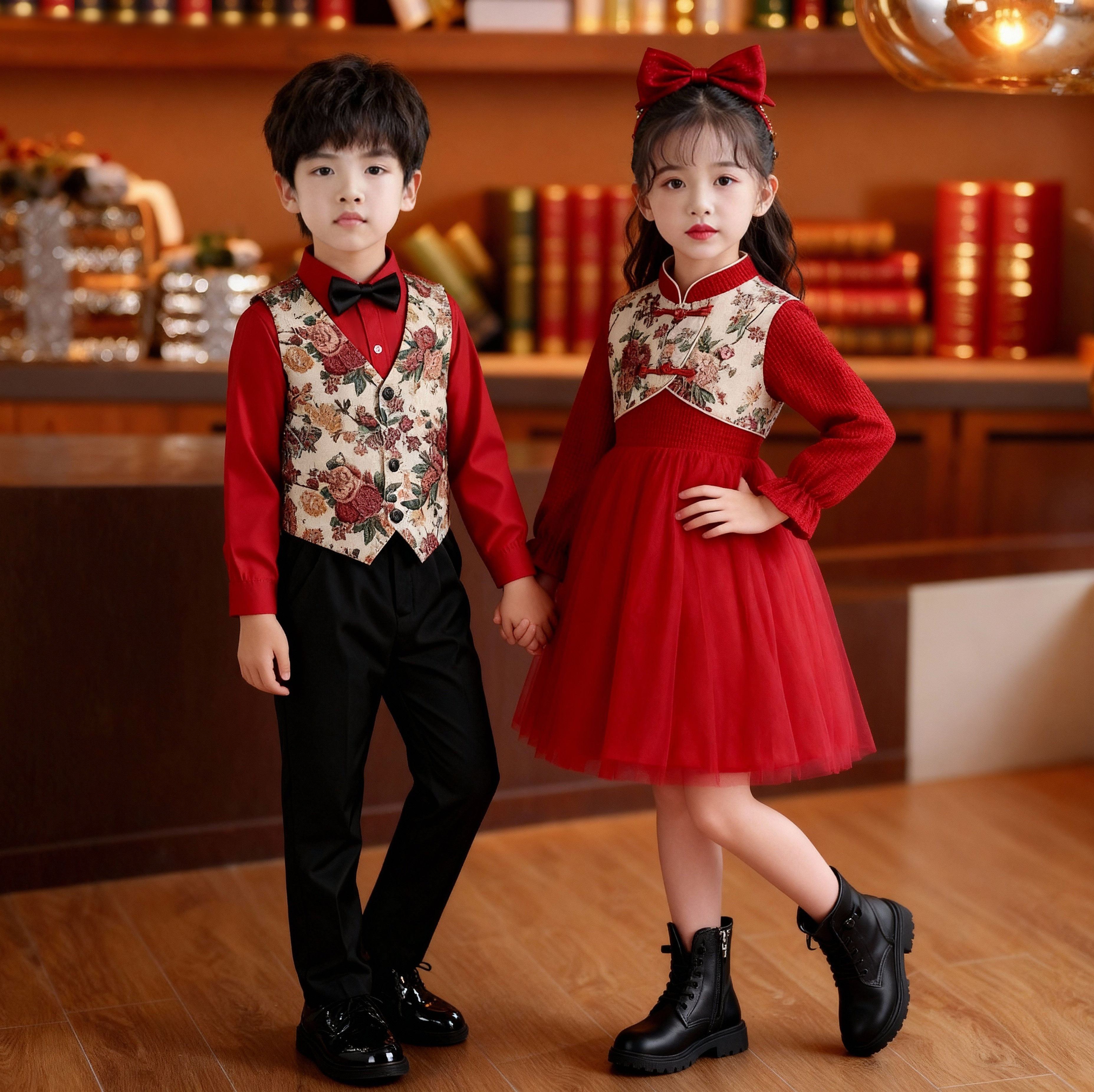 儿童合唱演出服小学生诗歌朗诵比赛幼儿园男女童中国风主持人礼服,淘宝优惠券,粉丝福利购,淘宝优惠卷