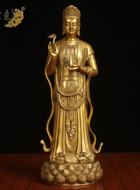 纯铜西方三圣摆件观世音菩萨佛像