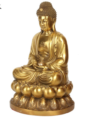 真古意 黄铜释迦摩尼佛像摆件铜大日如来佛祖工艺品摆件