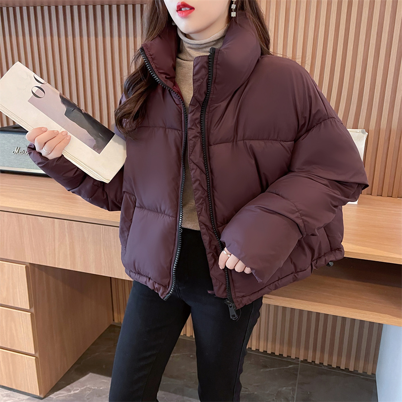 韩版短款羽绒棉服外套女2023冬季新款小个子宽松立领保暖面包服潮
