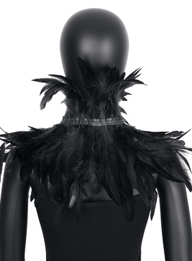 欧美化装舞会派对羽毛围脖披肩斗篷坎肩假领子服饰Feather shawl