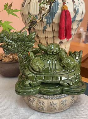 天然玉石龙龟摆件家居客厅玄关