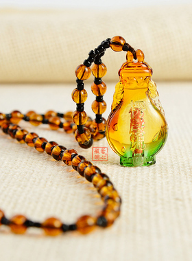 蓝色黄色彩色葫芦吊坠楞严咒挂件男女情侣水晶琉璃饰品
