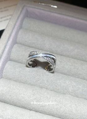 戒指食指锆石贝母戒轻奢百搭气质开口简约指环时尚双层交叉高级感