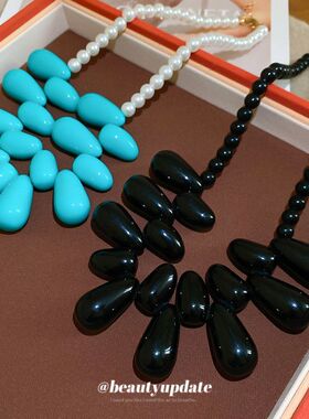 亚克力串珠水滴吊坠项链欧美跨境