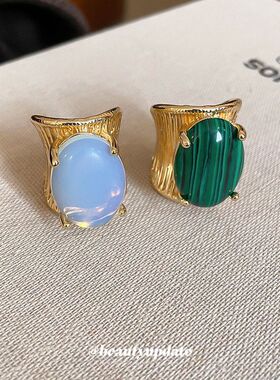 中古vintage椭圆形开口戒指轻奢