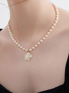 XKDDCT山茶花天然淡水珍珠项链女