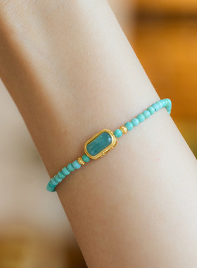 XKDDCT新款湖北原矿天然绿松手链