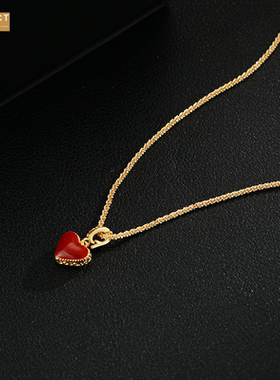 XKDDCT轻奢复古红白色爱心双面项