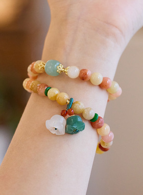 XKDDCT新中式天然双层金丝玉手链