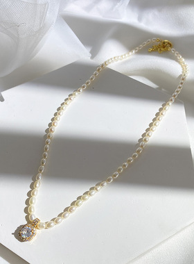 XKDDCT天然淡水珍珠项链女光亮米