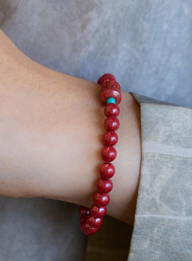 XKDDCT天然6MM原矿朱砂手链六字