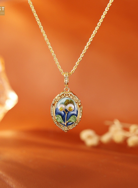 XKDDCT新款莫奈花园中古风项链淡