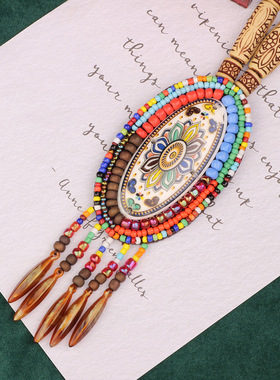 XKDDCT新款复古皮革长款流苏项链