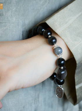 XKDDCT石萌猫手链串珠女月光石水