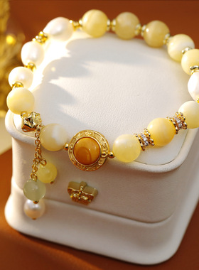 XKDDCT新款天然黄玉水晶灰月光手