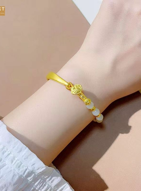 XKDDCT金色半镯仿钰长命粉晶平安