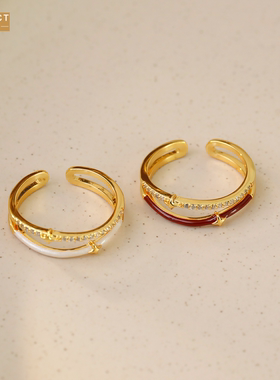 XKDDCT双层开口细圈珐琅滴油戒指