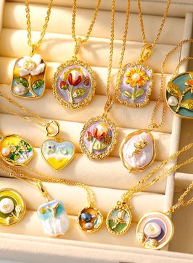 XKDDCT油画风高级感项链莫奈复古