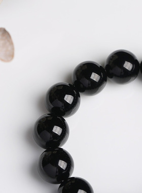 XKDDCT天然黑单圈手链14mm黑玛瑙