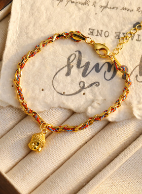 XKDDCT国潮新中式彩金编绳手链女