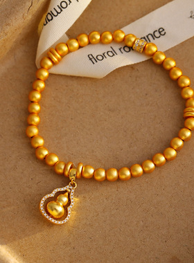 XKDDCT沙金色葫芦手链女轻奢小众