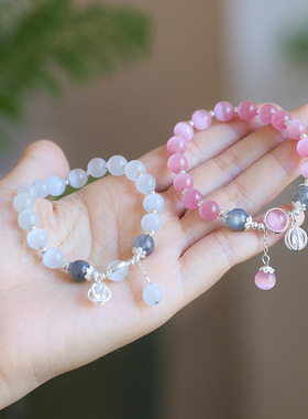 XKDDCT猫眼石手链女小众设计简约