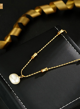 XKDDCT奶油白珠珠吊坠项链配饰女