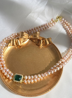 XKDDCT天然淡水珍珠项链法式复古