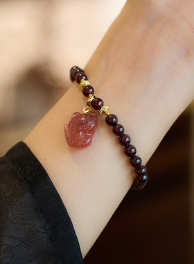 XKDDCT寺庙同款天然石榴石手链女