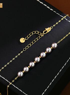 AXKECT曼塔玫瑰紫色珍珠项链女轻