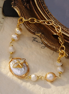 XKDDCT巴洛克天然淡水珍珠手链女